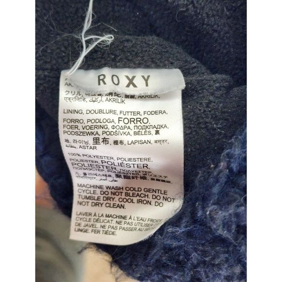Roxy Blizzard Pom Style Hat, Women's, Navy Blue - Picture 9 of 10